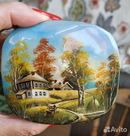 Шкатулка Федоскино с инкрустацией перламутром