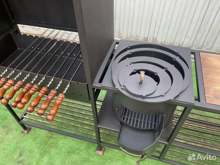 Мангал 5мм с вытяжкой и местом под тандыр 0263/538