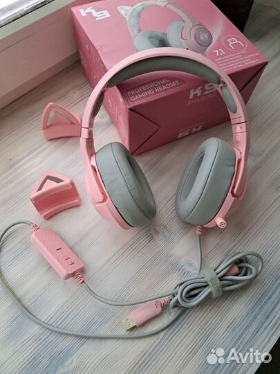 Игровые наушники с ушками и микрофоном