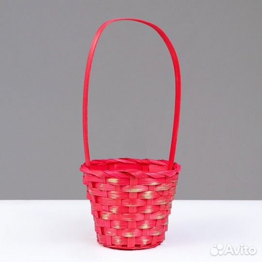 Корзина плетеная, 13х9,5/28 см, красный с золотом