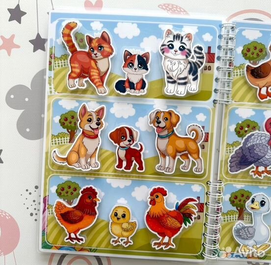 Игры на липучках Папа Мама Малыш Дом животны птицы