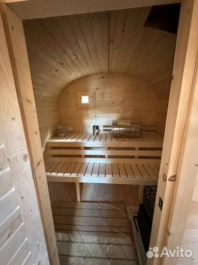 Баня бочка на сваях