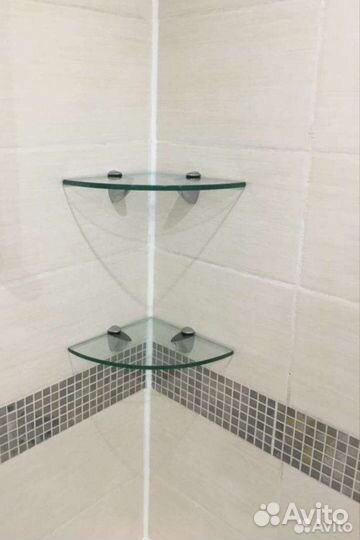 Полка угловая стеклянная настенная