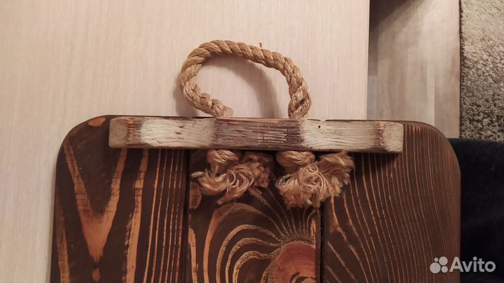 Поднос деревянный с канатными ручками