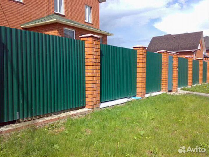 Забор из профнастила Откатные ворота