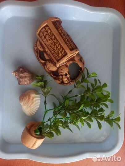 Украшения для аквариума, камушки, сачок