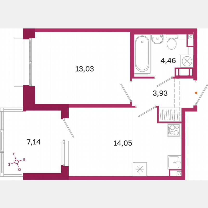 1-к. квартира, 39 м², 5/10 эт.