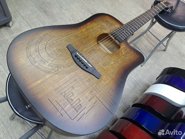 Гитара акустическая с рисунком дредноут