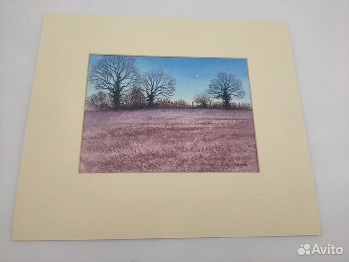 Картина винтажная Поле с утра акварель Peter Miln