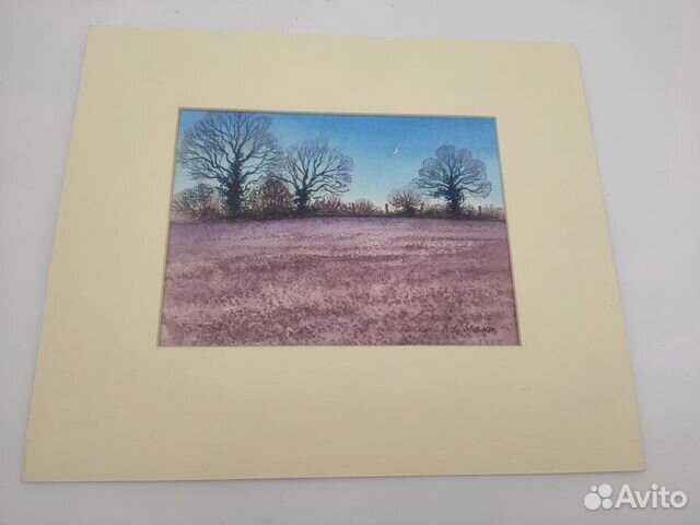 Картина винтажная Поле с утра акварель Peter Miln