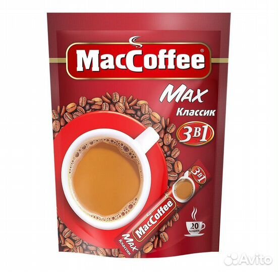 Растворимый кофе maccoffee max классик 3в1 20г