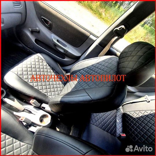 Чехлы Автопилот Hyundai Accent из экокожи чёрные