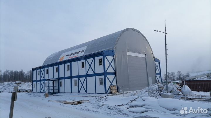 Модульное здание с тентовой крышей 12х24м, один ря