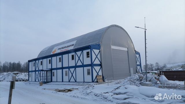 Модульное здание с тентовой крышей 12х24м, один ря