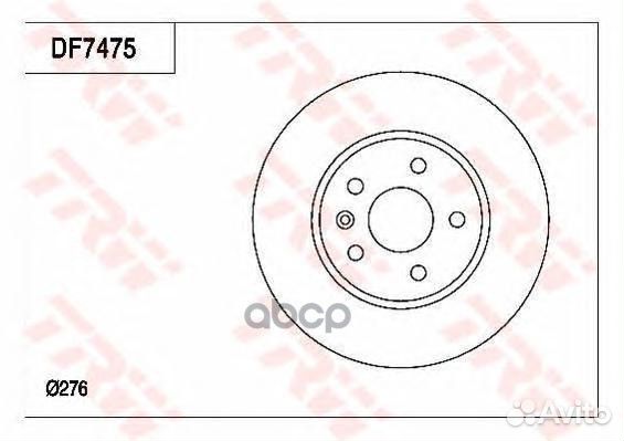 Торм.диск пер.вент.276x26mm 5 отв. DF7475 TRW