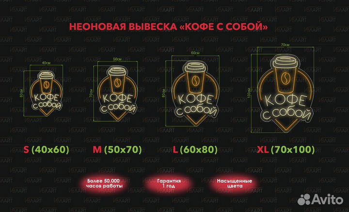 Неоновая вывеска кофе