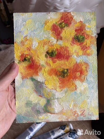 Картина маслом натюрморт цветы