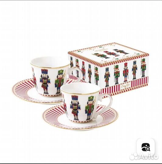 Набор 2 чашки с блюдцем для кофе Щелкунчик