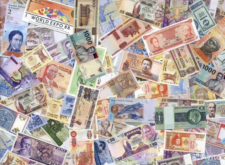 Коллекция 25 иностранных банкнот