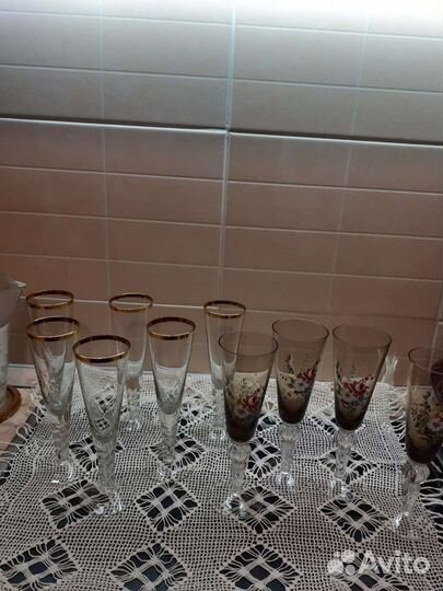 Фужеры цветной стекло,хрусталь винтаж