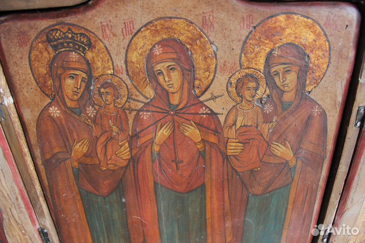 Икона Триптих Складень Богородицы Архангелы 70*44