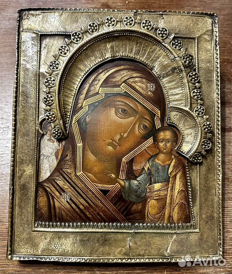 Икона Казанская богородица 31х26 см оклад