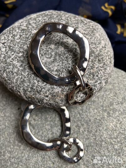 Новые Серьги / глянцевый металл под серебро