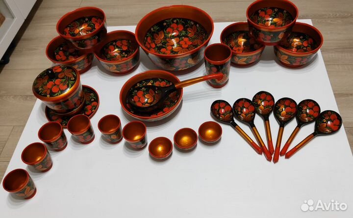 Деревянная посуда ручной работы. Хохлома