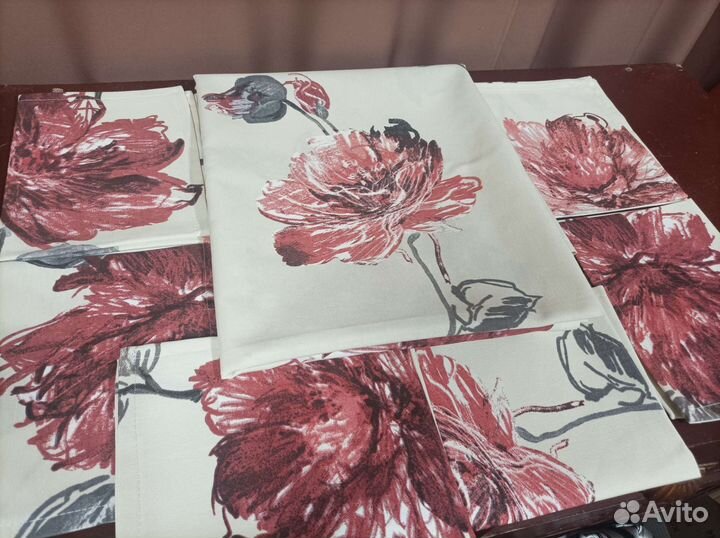 Скатерть, салфетки, ткань рогожка