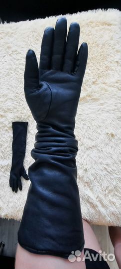 Перчатки длинные нат.кожа