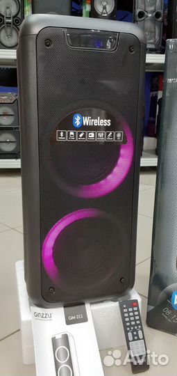 Колонка Ginzzu + сабвуфер 200вт 65см Rgb подсветка