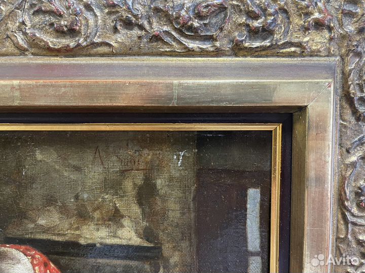Антикварная картина масло, холст 