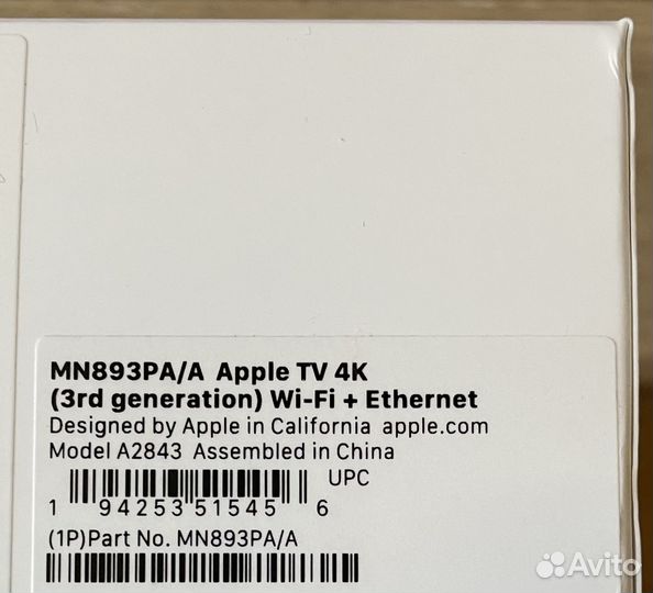 Apple TV 4K 128GB Wi-Fi + Ethernet новая пи