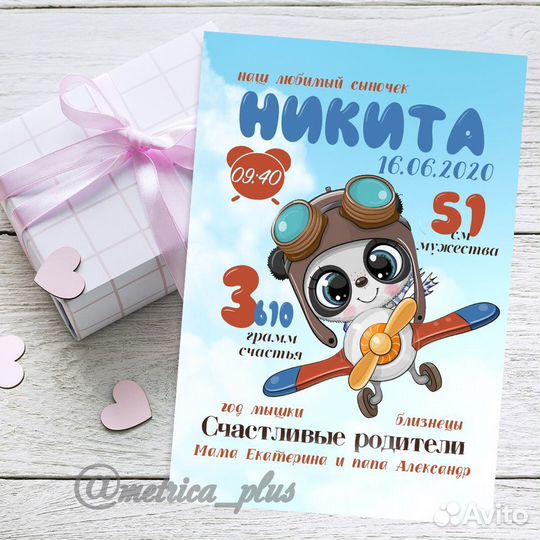 Метрика-постер для новорожденного