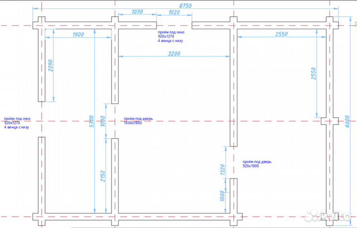 Сруб дома - бани 6х8.75м. полтора этажа (Видео)
