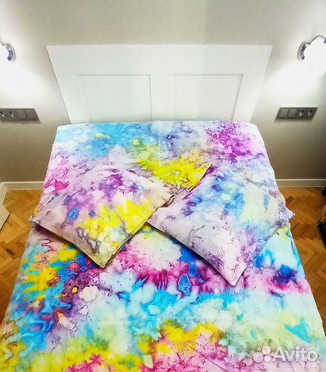 Постельное бельё окрашенное вручную (tie-dye)