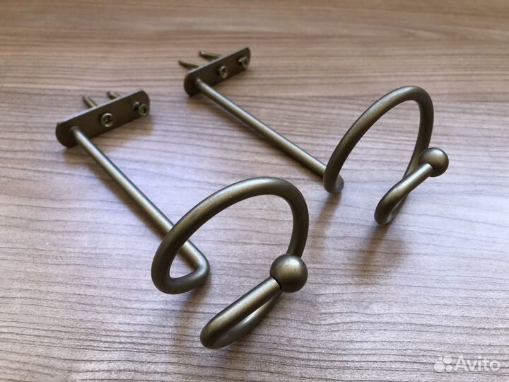 Крючки держатели для штор, золото антик спираль