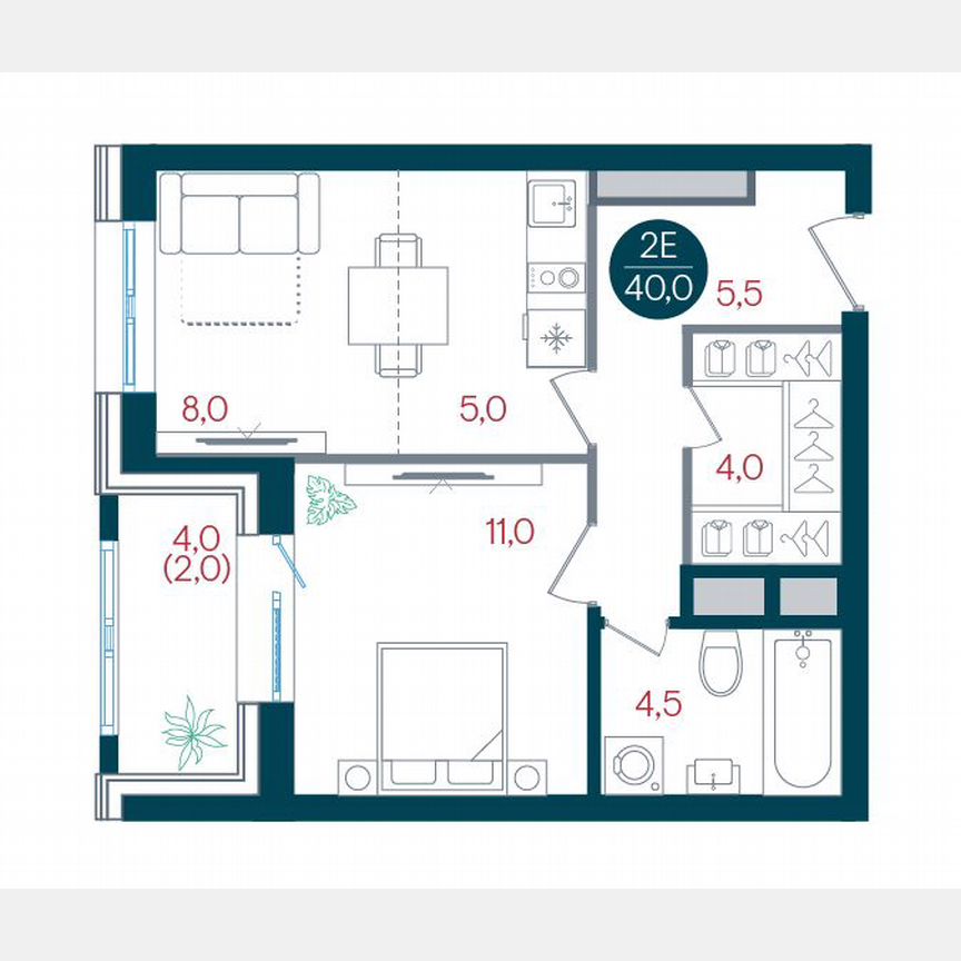 1-к. квартира, 40 м², 22/32 эт.