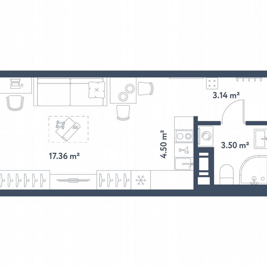 Квартира-студия, 28,5 м², 2/11 эт.