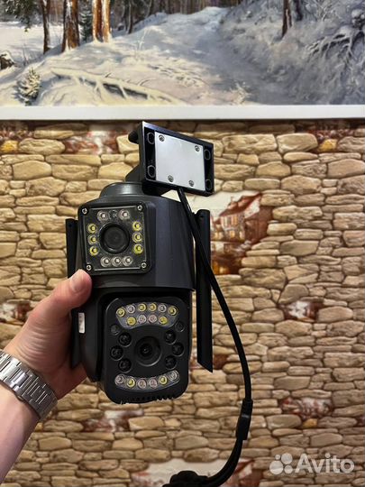 Камера видеонаблюдения 4g уличная с двум объектива