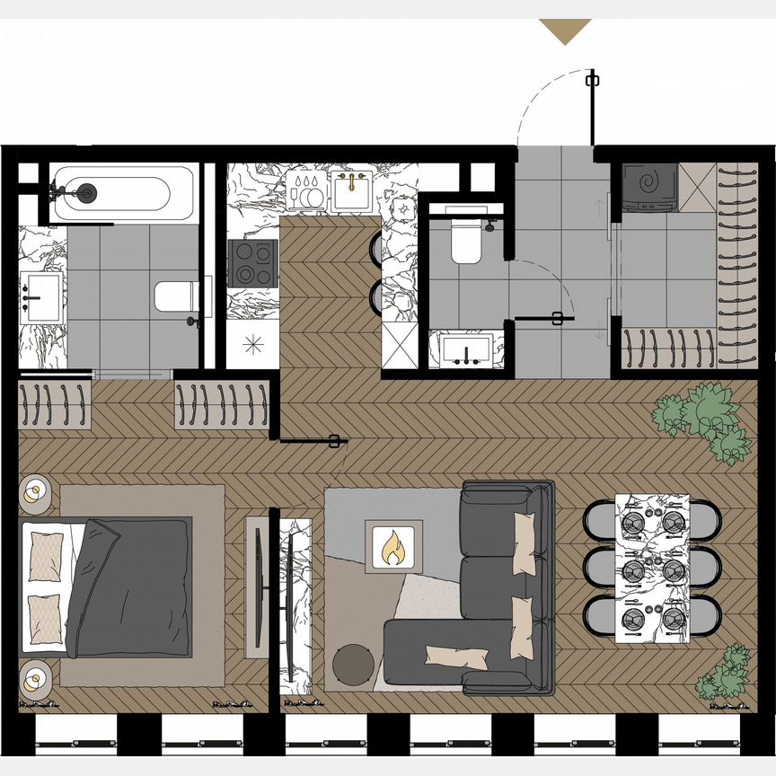 1-к. апартаменты, 57,8 м², 23/23 эт.