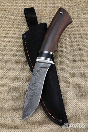 Нож Кречет дамаск рукоять черный граб палисандр