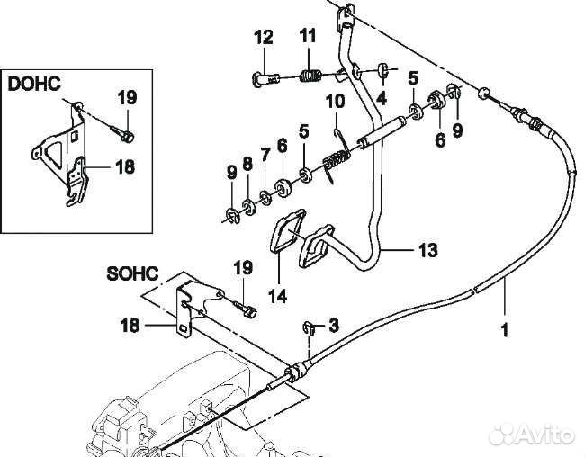 Трос газа Daewoo Nexia 1.6 dohc