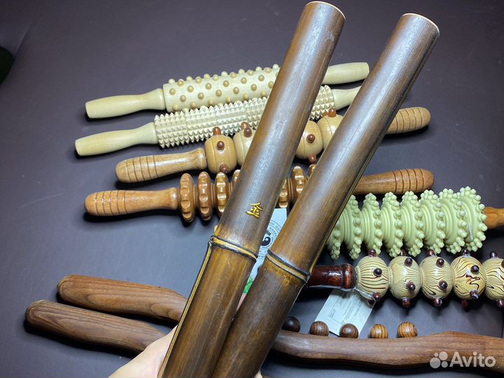 Бамбуковые палки массажные с рисовым наполнением