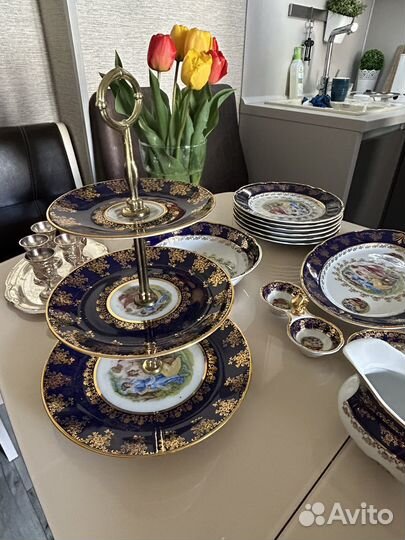 Чешский столовый сервиз Мадонна кобальт