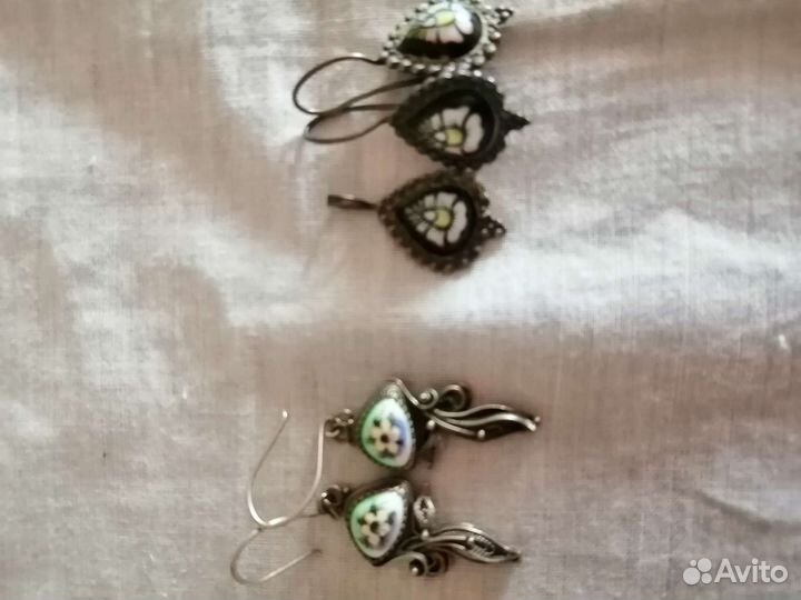 Серьги, колье, кулон, финифть СССР