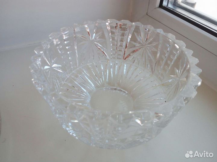 Хрустальные вазы СССР, новые 23 и 18 см