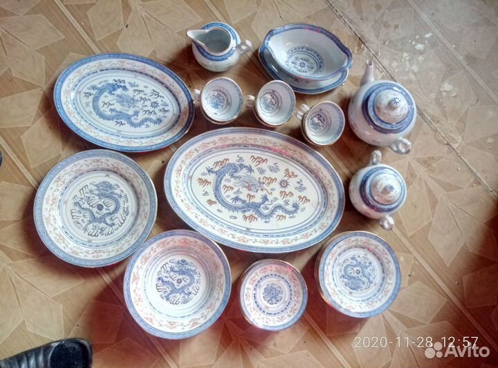 Старинный Китайский сервиз Рисовый фарфор