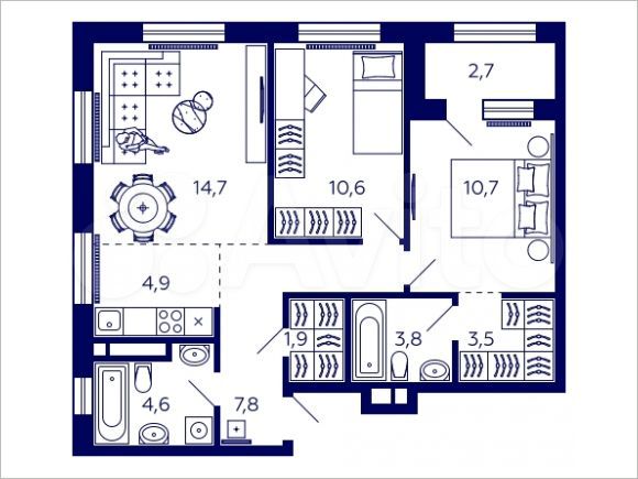 2-к. квартира, 63,9 м², 20/20 эт.