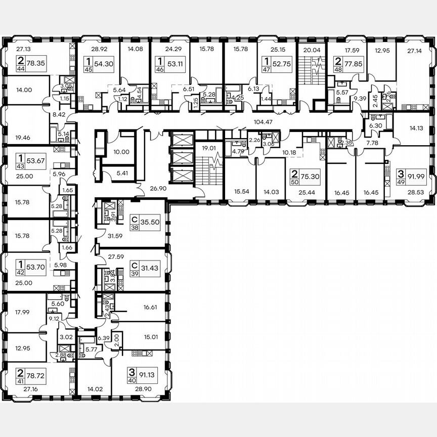 3-к. апартаменты, 92,5 м², 5/21 эт.